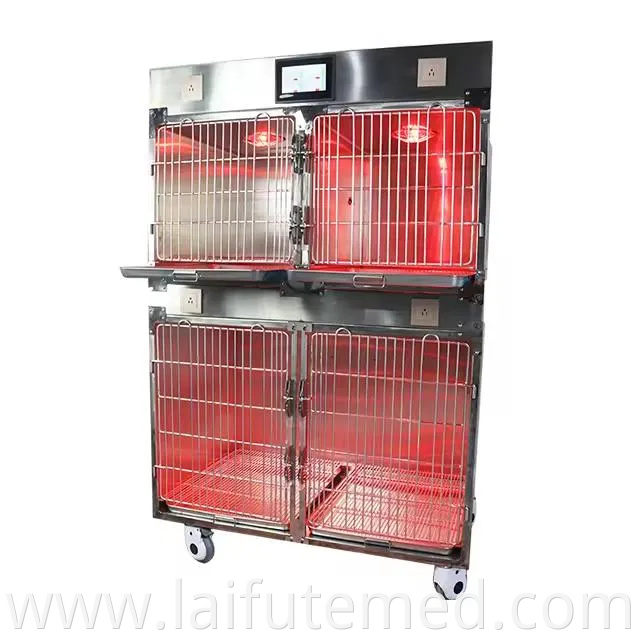 Yuever Medical Vet Inpatient Oxygen Chamber Luxury Pet Infrared Therapy Cage Animals Stainless Steel Pet Cage for Veterinary Hospital